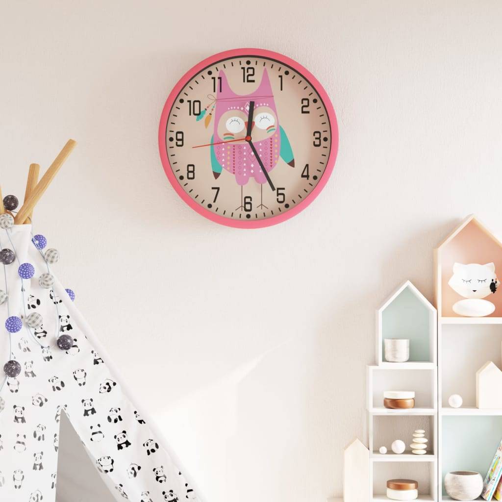 Horloge murale - Pendule murale - Horloge de mur rose Ø25,5 cm polystyrène et verre - MEUBLE PRO - Image 2