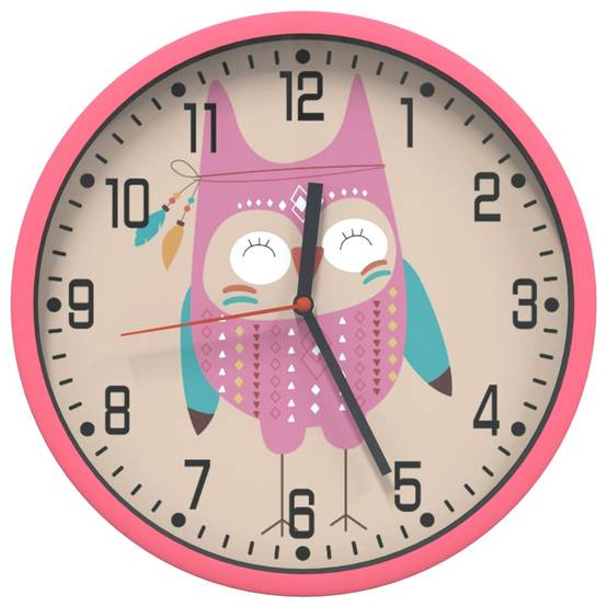 Horloge murale - Pendule murale - Horloge de mur rose Ø25,5 cm polystyrène et verre - MEUBLE PRO - Image 1