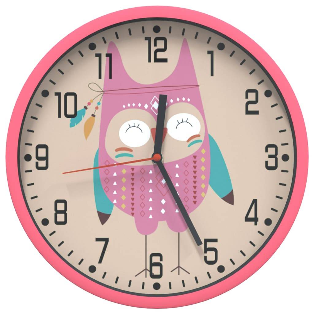 Horloge murale - Pendule murale - Horloge de mur rose Ø25,5 cm polystyrène et verre - MEUBLE PRO - Image 1