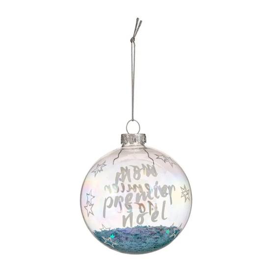 Boule de Noël Déco "Douceur des Neiges" 8cm Bleu