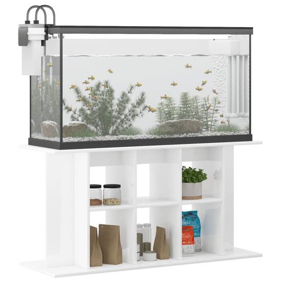 Meuble Aquarium Bois d'Ingénierie Rangement Brillant 120x40x60 cm Blanc - ComfortXL Outdoor Living - Image 3