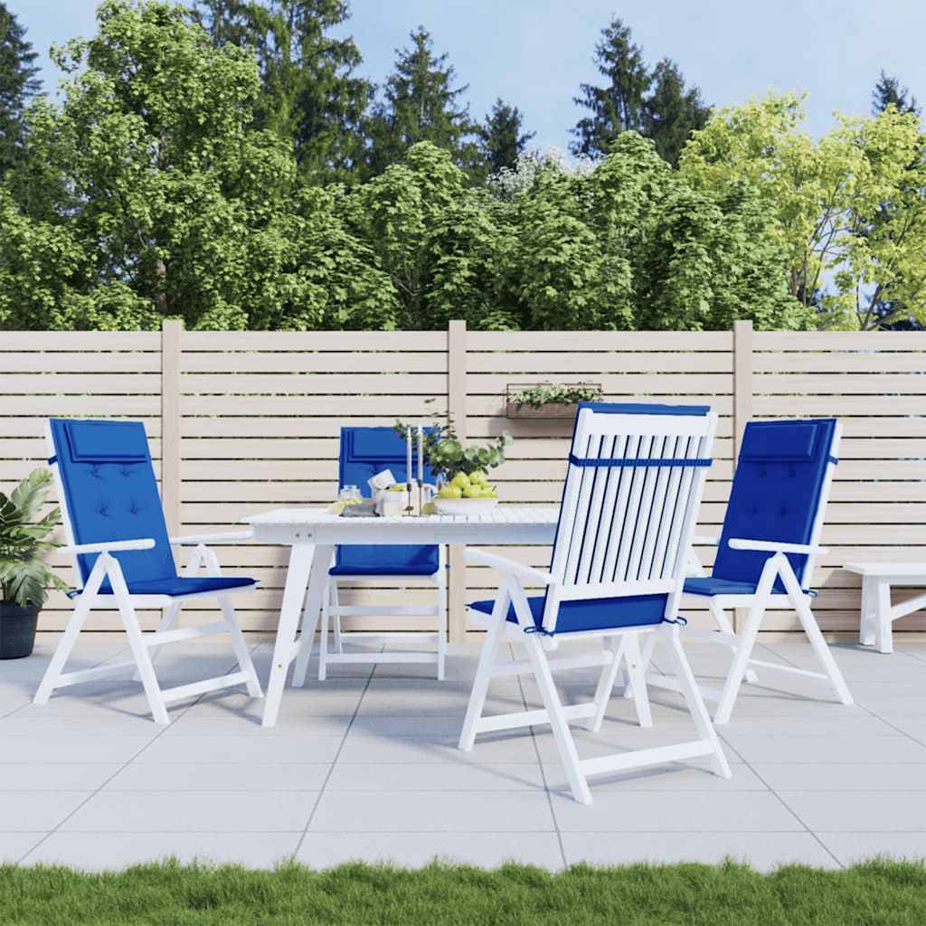 Coussins de chaise à dossier haut lot de 4 tissu Oxford bleu royal 120 x 50 x 3 cm - PANGIVO - Image 1