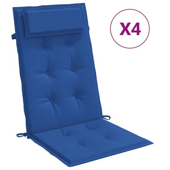 Coussins de chaise à dossier haut lot de 4 tissu Oxford bleu royal 120 x 50 x 3 cm - PANGIVO - Image 2