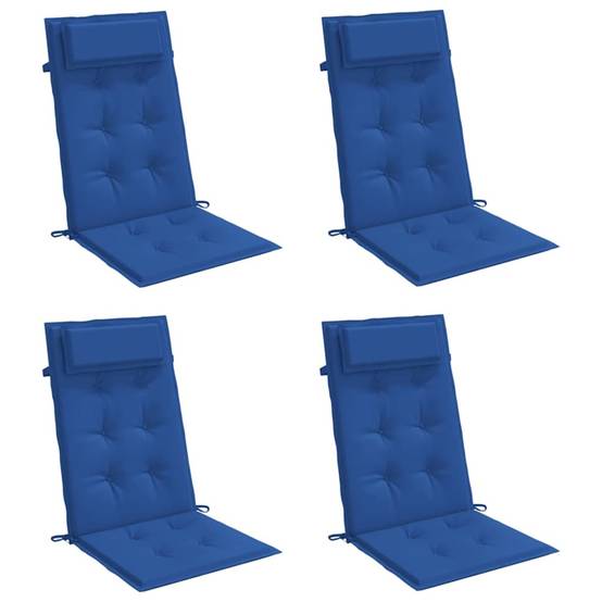 Coussins de chaise à dossier haut lot de 4 tissu Oxford bleu royal 120 x 50 x 3 cm - PANGIVO - Image 3