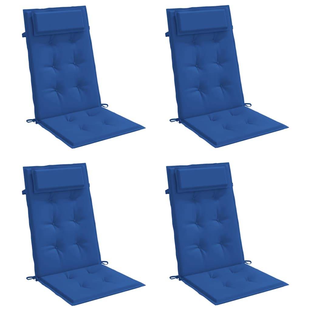 Coussins de chaise à dossier haut lot de 4 tissu Oxford bleu royal 120 x 50 x 3 cm - PANGIVO - Image 3