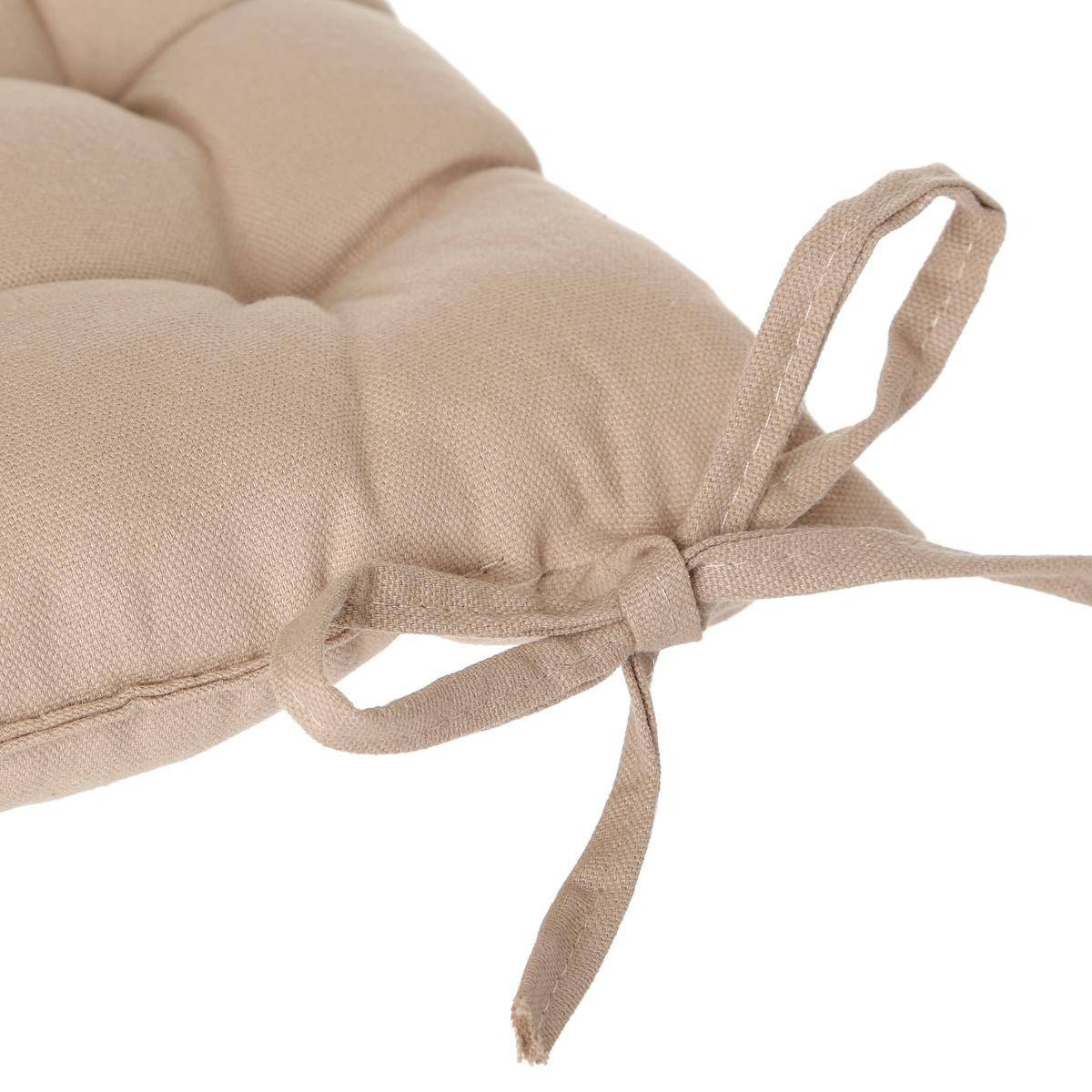Lot de 2 Galettes de chaise en Coton Beige 38 x 38 cm - Imagen 2