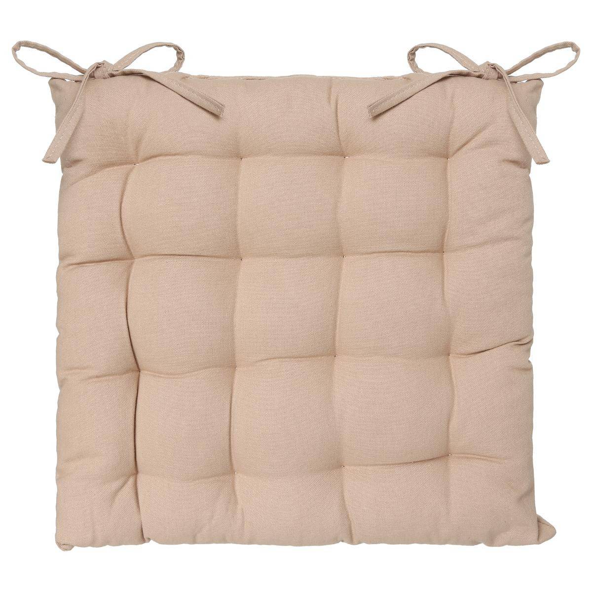 Lot de 2 Galettes de chaise en Coton Beige 38 x 38 cm - Imagen 3