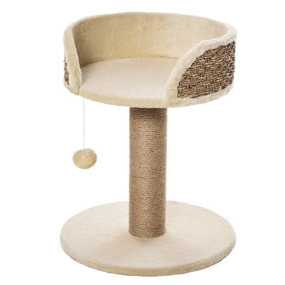 Petit arbre à chat design avec plateforme d'observation et jeu suspendu 49 cm Beige - ComfortXL Outdoor Living - Image 2