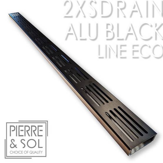 Caniveau Inox Hauteur 2 cm - 2XSDRAIN EASY Grille Aluminium Noire - LINE ECO - Élément d'angle - Image 2