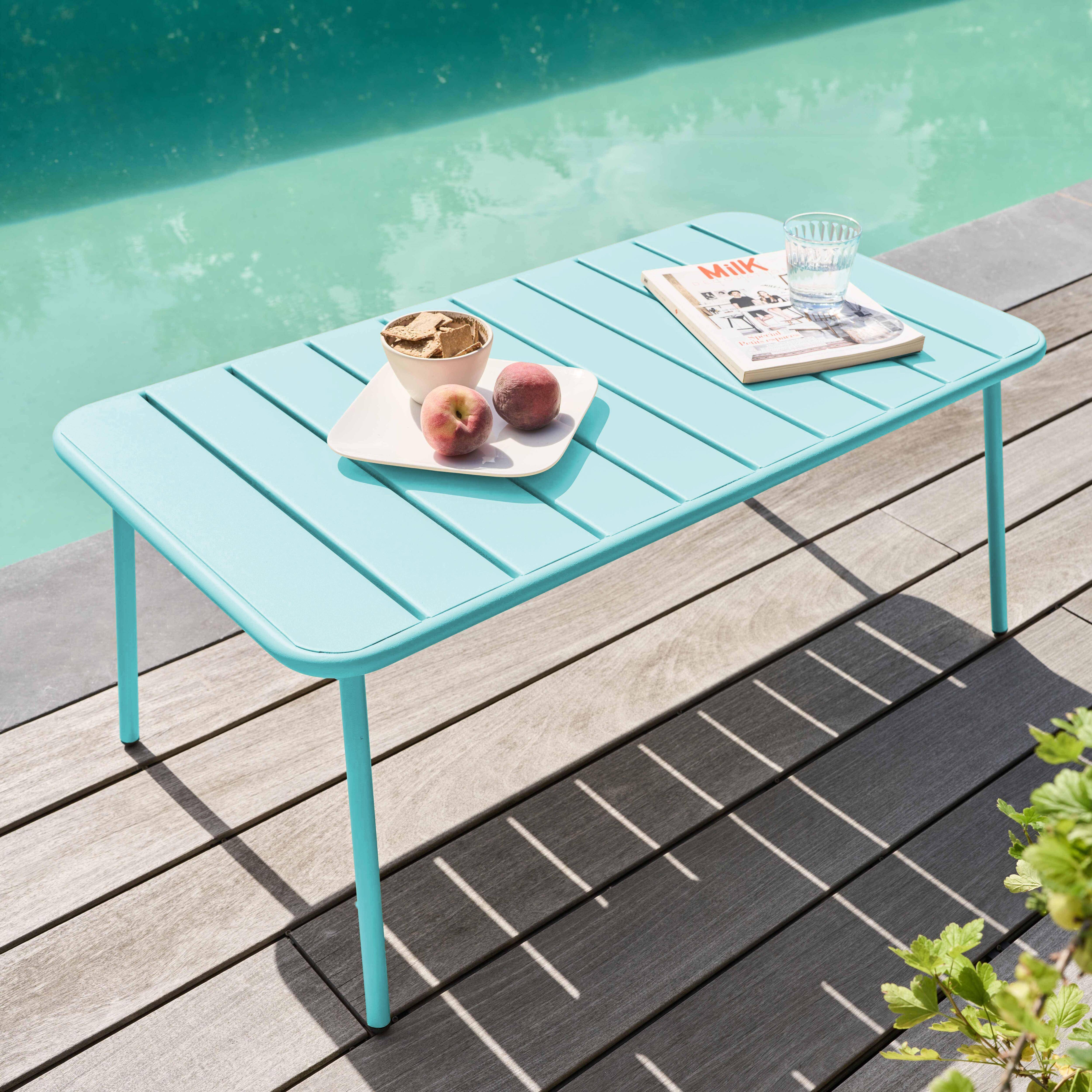 Oviala - Table basse de jardin acier turquoise 90 x 50 cm Palavas - Oviala - Imagen 2