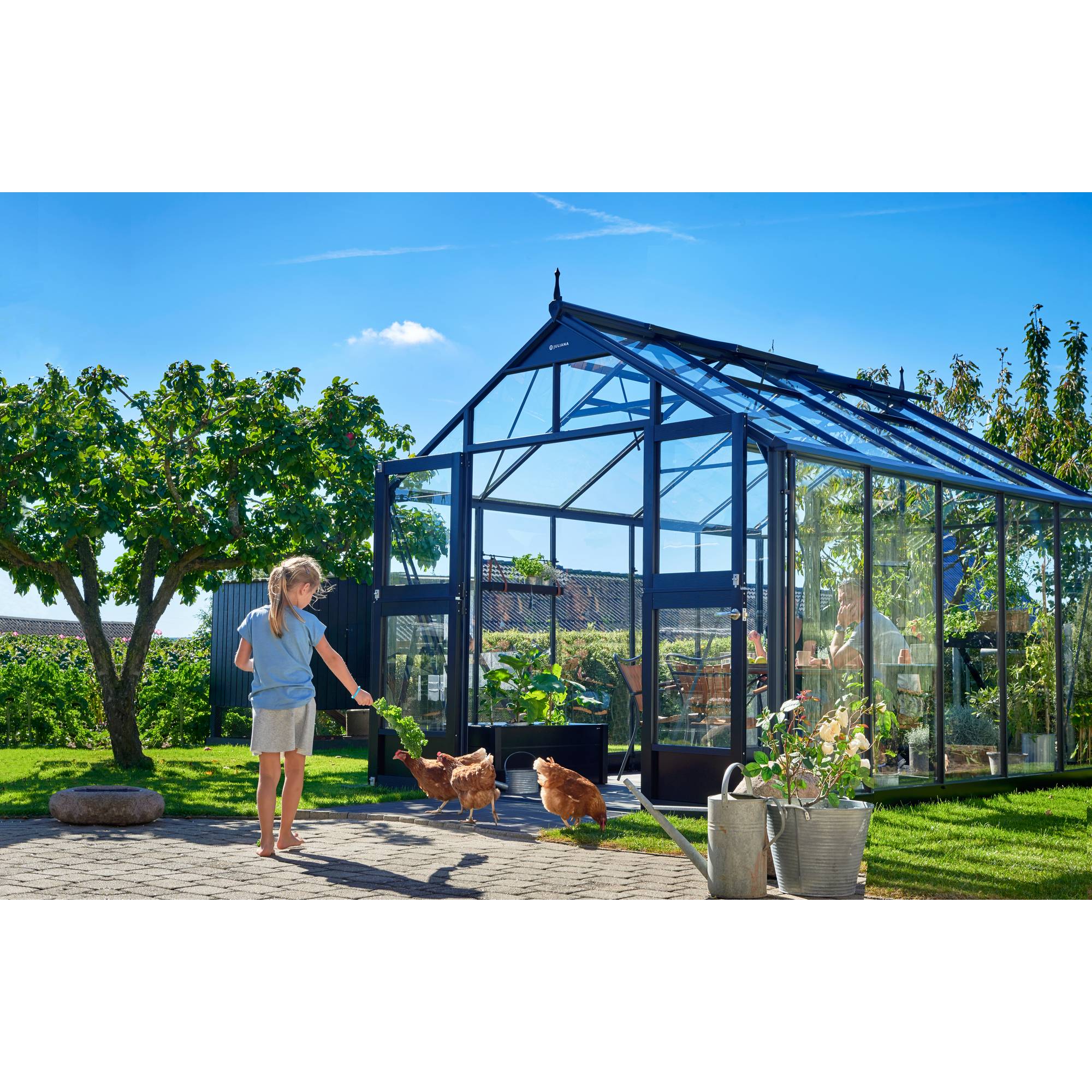 Juliana - Serre en verre trempé 10,9 m² Premium, anthracite - Juliana