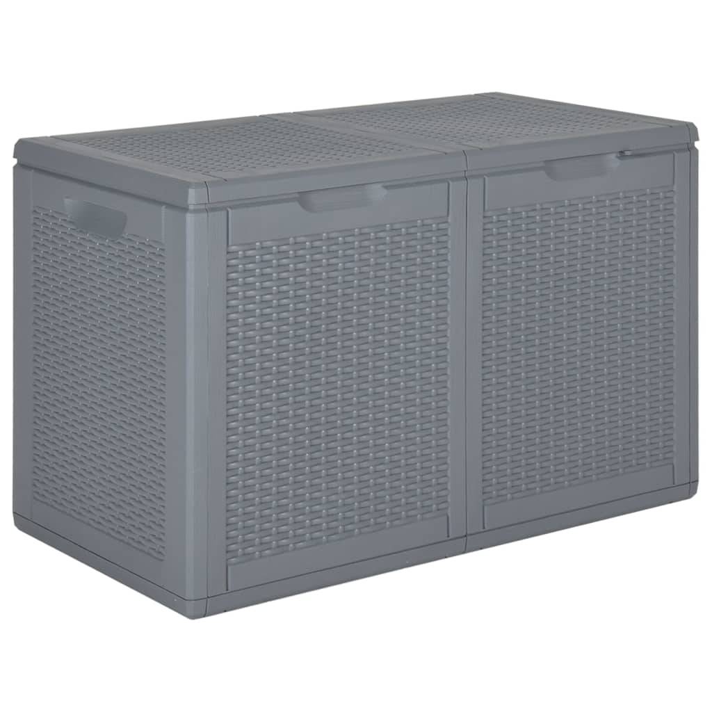 Helloshop26 - Coffre boîte meuble de jardin rangement PP rotin 180 litres gris - Imagen 1