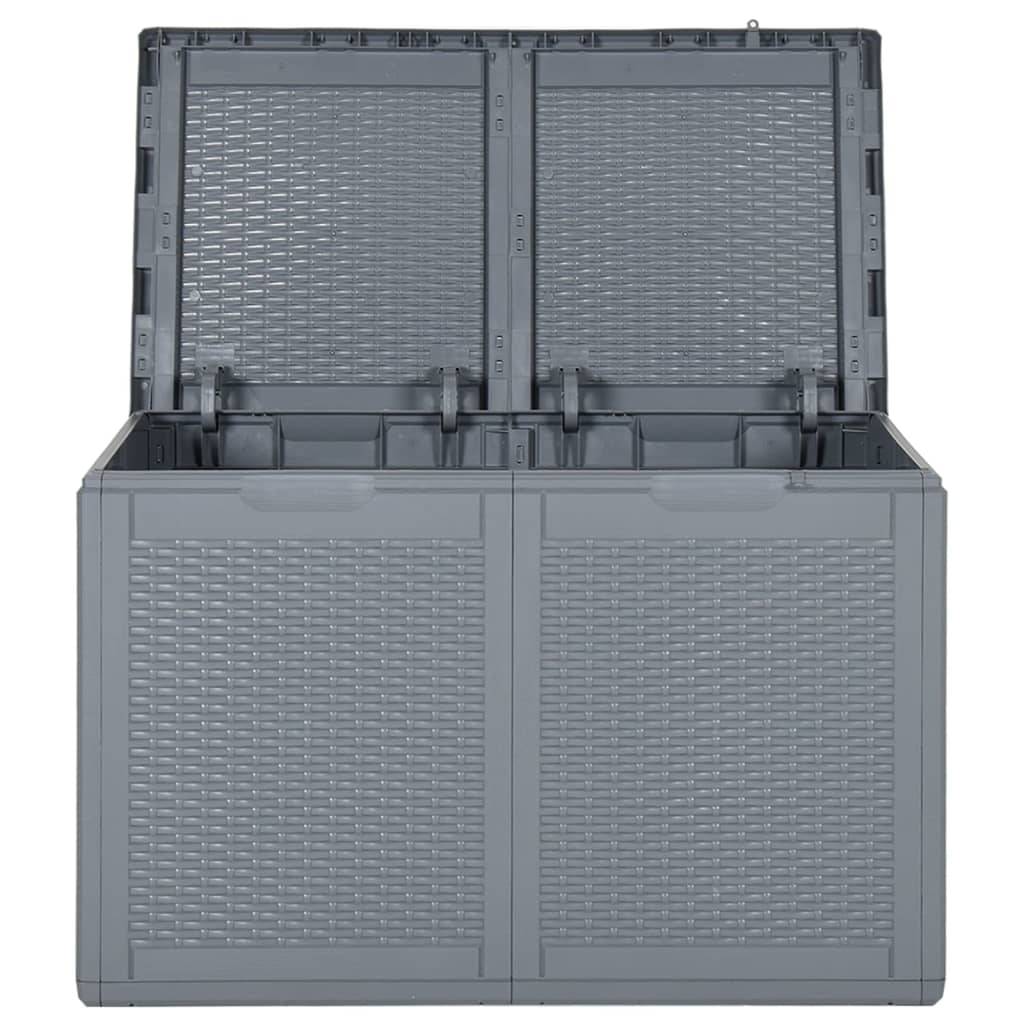 Helloshop26 - Coffre boîte meuble de jardin rangement PP rotin 180 litres gris - Imagen 5