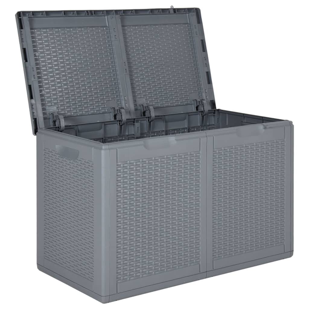 Helloshop26 - Coffre boîte meuble de jardin rangement PP rotin 180 litres gris - Imagen 4