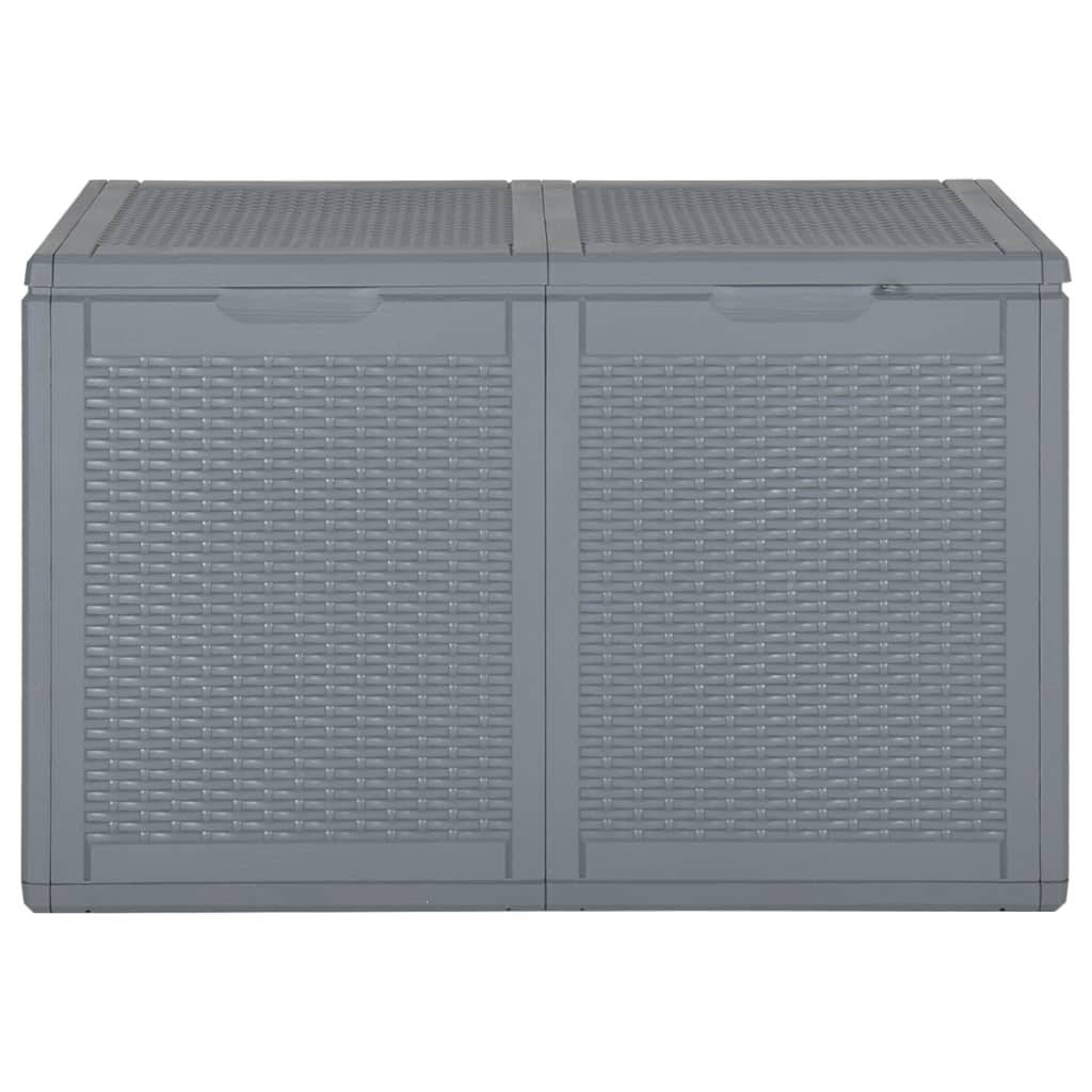 Helloshop26 - Coffre boîte meuble de jardin rangement PP rotin 180 litres gris - Imagen 2
