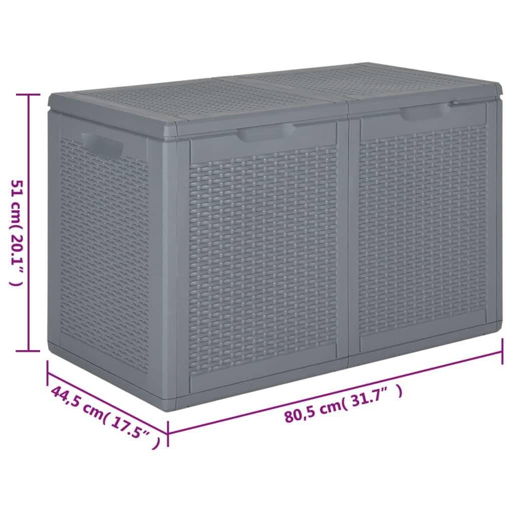 Helloshop26 - Coffre boîte meuble de jardin rangement PP rotin 180 litres gris - Imagen 7