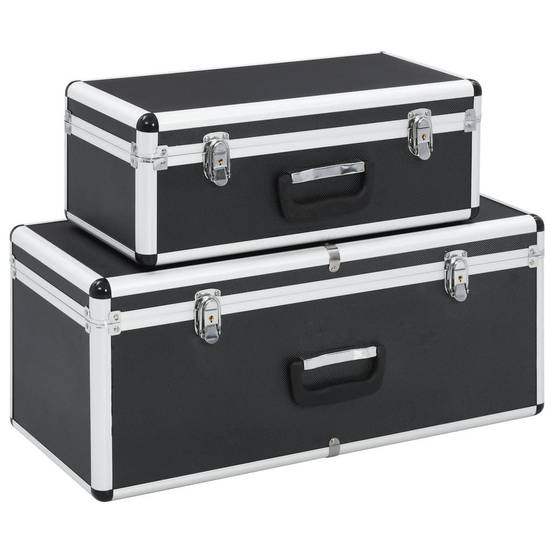 Helloshop26 - Boîtes de rangement 2 pièces aluminium noir - Imagen 1
