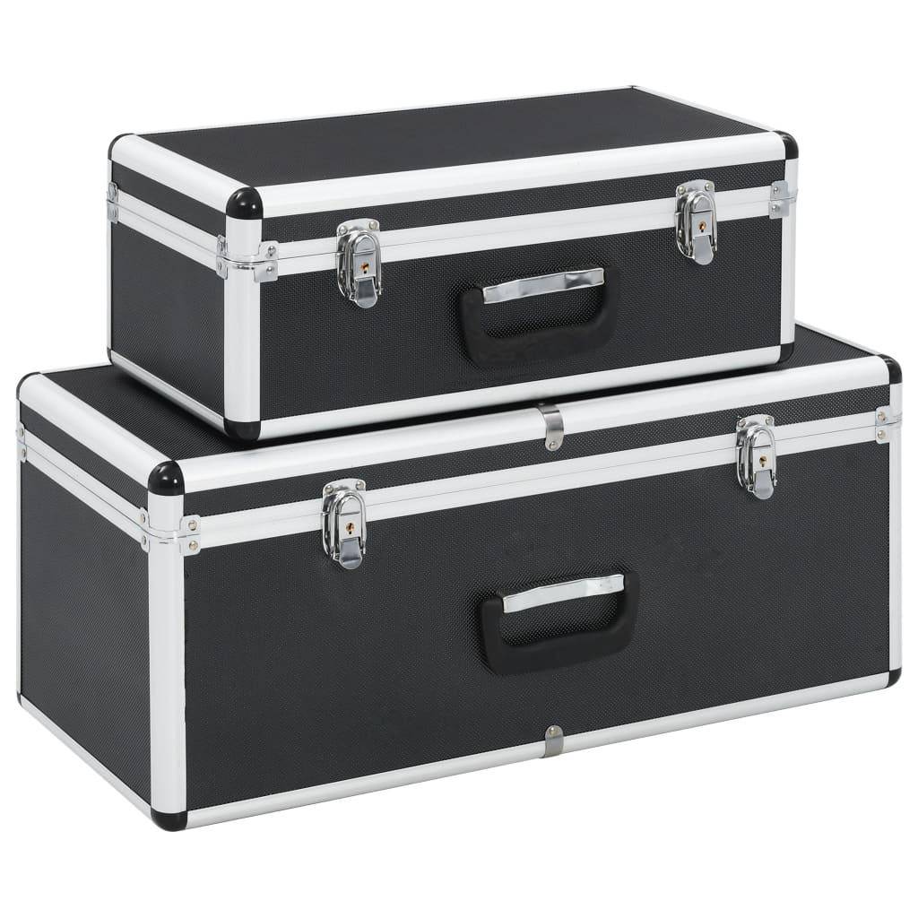 Helloshop26 - Boîtes de rangement 2 pièces aluminium noir - Imagen 1