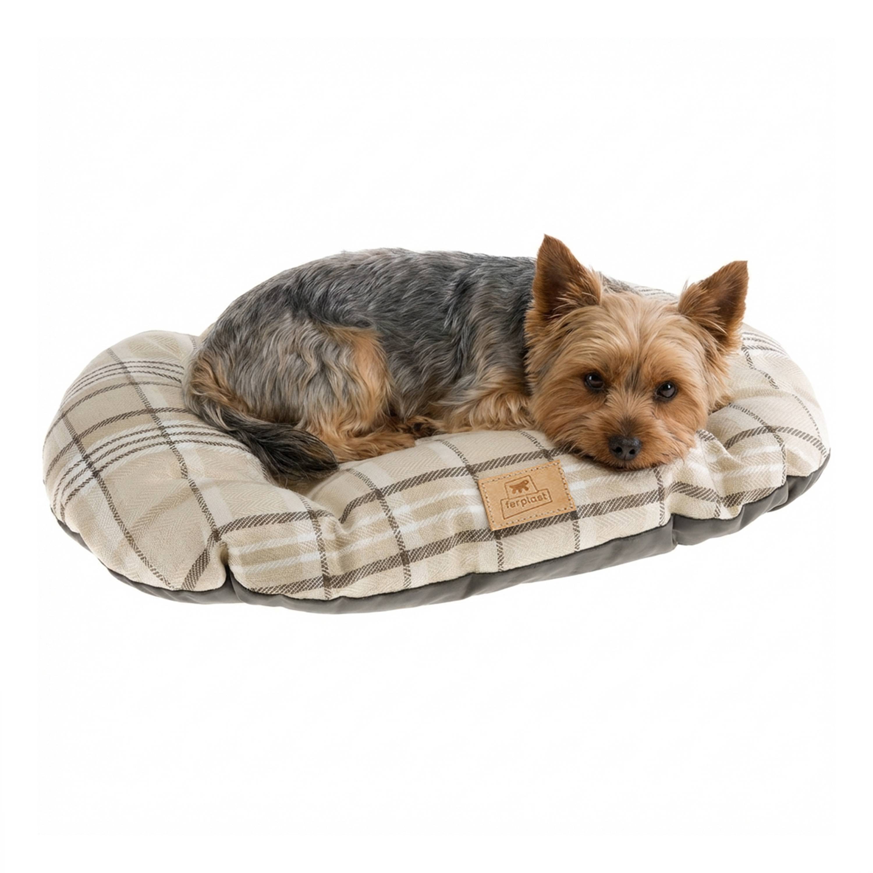 Ferplast - Coussin rembourré pour chiens et chats SCOTT 55/4, double-face, écossais, velours doux, lavable, Marron - Imagen 7