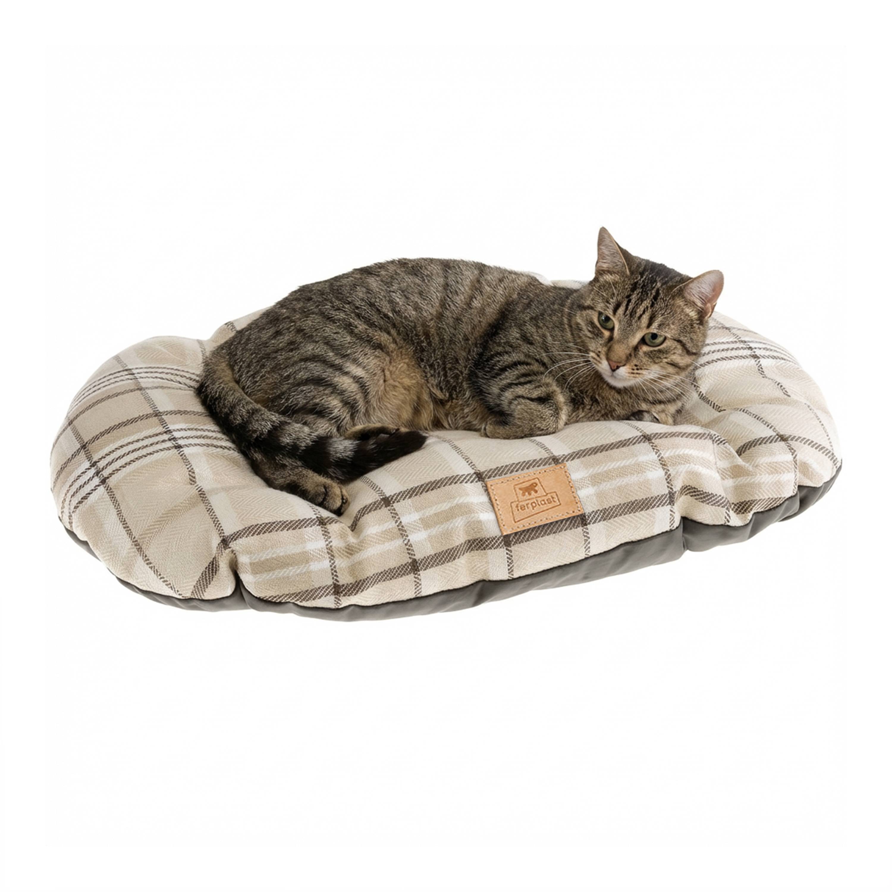 Ferplast - Coussin rembourré pour chiens et chats SCOTT 55/4, double-face, écossais, velours doux, lavable, Marron - Imagen 6