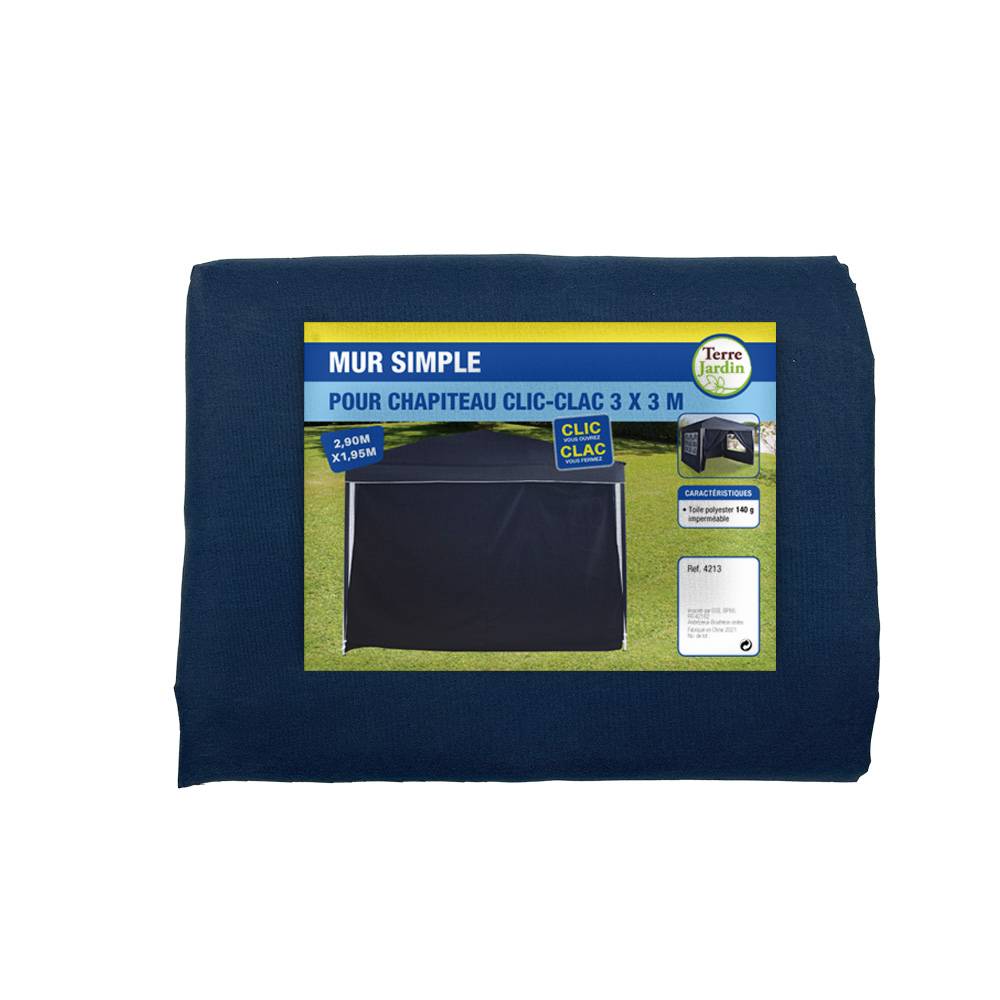 Terre Jardin - Mur simple bleu pour tonnelle pliante 3 x 3 M - Imagen 2
