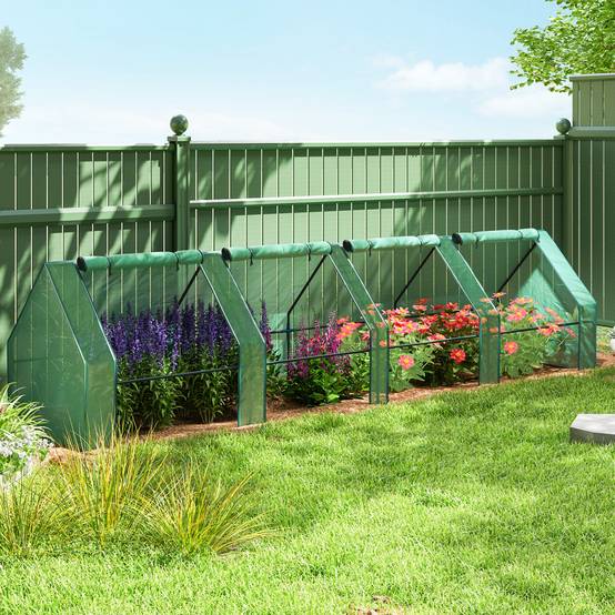 Mini serre tunnel de jardin en acier et PE vert 360 x 90 x 90 cm - PANGIVO - Image 4