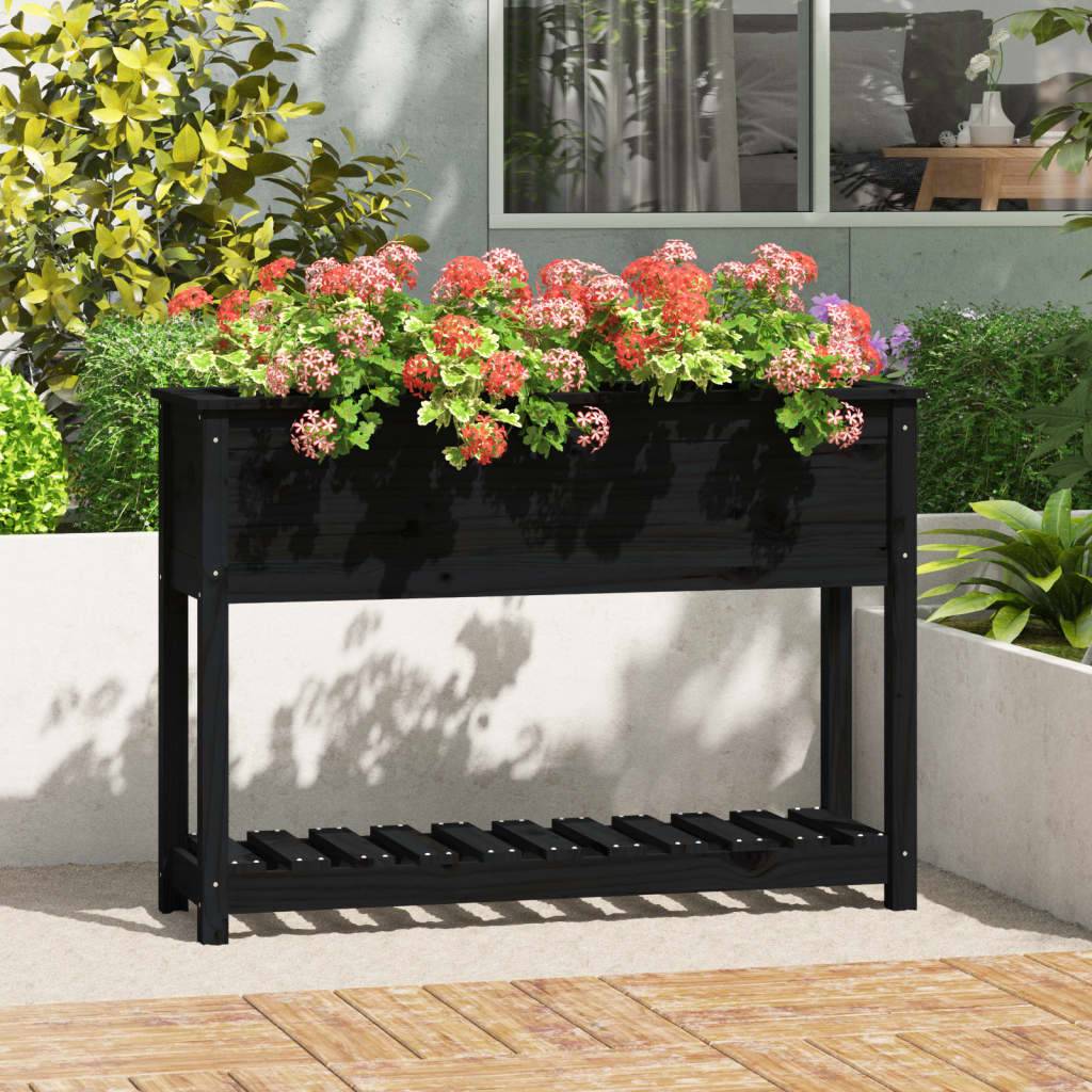 ComfortXL - Carré potager surélevé bois avec étagère de rangement Noir 111,5cm – ComfortXL Outdoor Living - Image 1