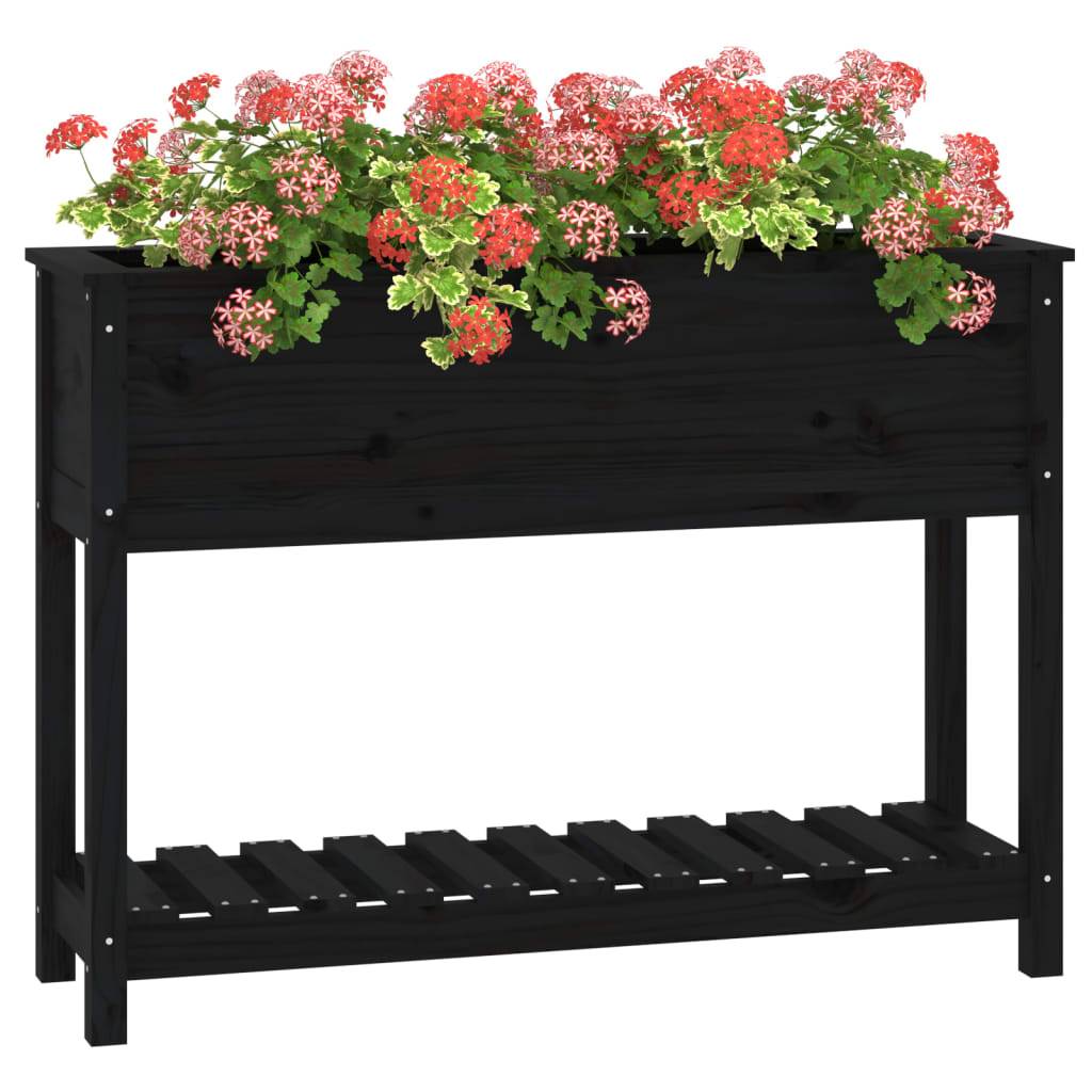ComfortXL - Carré potager surélevé bois avec étagère de rangement Noir 111,5cm – ComfortXL Outdoor Living - Image 4