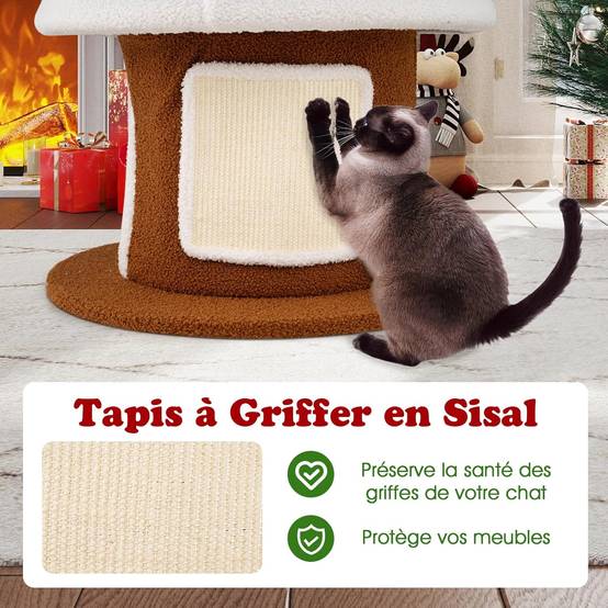 Arbre à Chat XXL de Noël 154 cm, 4 Condos, Planche à Griffer en Sisal, Arbre a Chat Design, Tissu Peluche Lavable, Étoile en Sommet, Tour pour Chaton - Image 3