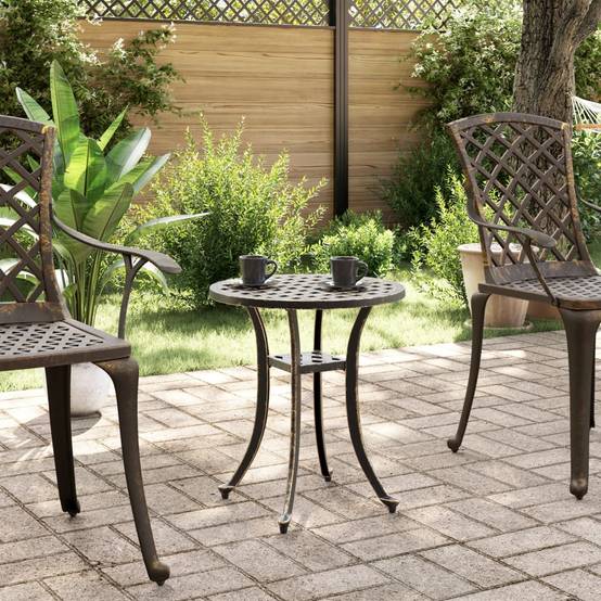 Table de jardin aluminium coulé bronze Ø48 x 53 cm - PANGIVO - Image 3