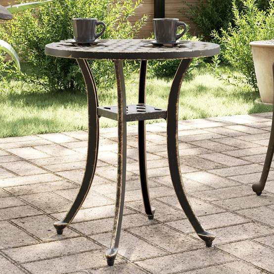 Table de jardin aluminium coulé bronze Ø48 x 53 cm - PANGIVO - Image 1
