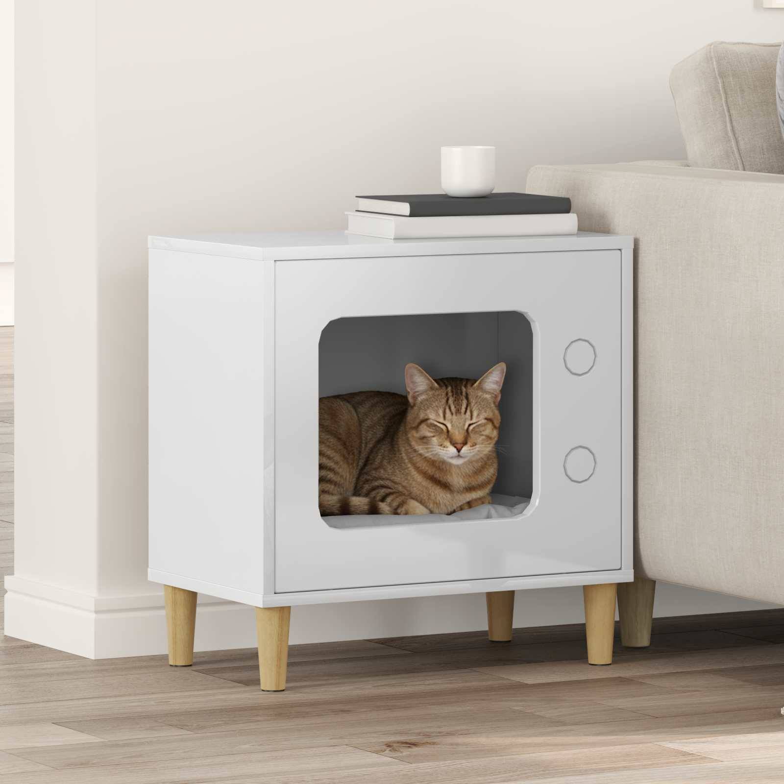 Niche Chat Haute Brillant Design Repos Blanc 52cm pour Chat Moderne Pur - ComfortXL Outdoor Living - Image 1