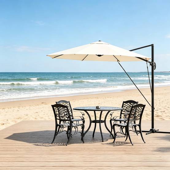 Parasol rond pour balcon, parasol extérieur, parasol de jardin avec base en acier cruciforme (parasol uniquement) - Image 2