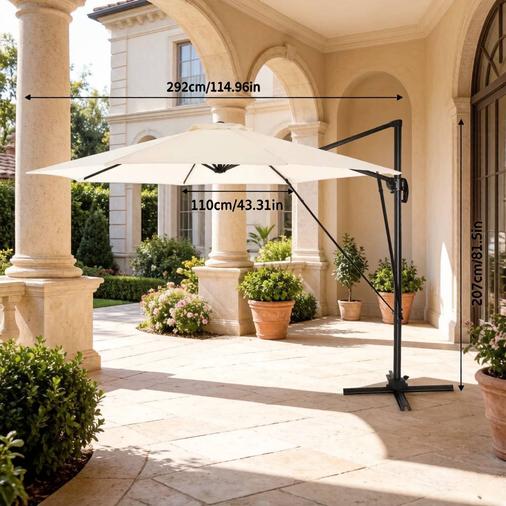 Parasol rond pour balcon, parasol extérieur, parasol de jardin avec base en acier cruciforme (parasol uniquement) - Image 7