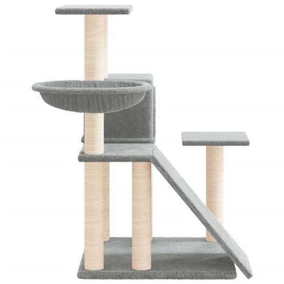 Arbre à chat 82 cm avec hamac et niche griffoir en sisal Gris clair – ComfortXL Pet Living - Image 4
