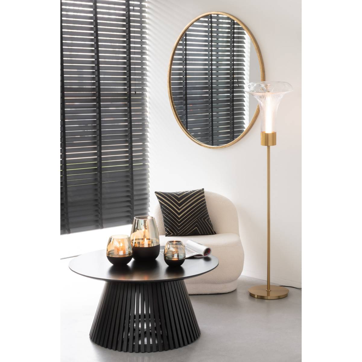 Lampadaire en Verre "Vito" 155cm Transparent & Or - Image 5