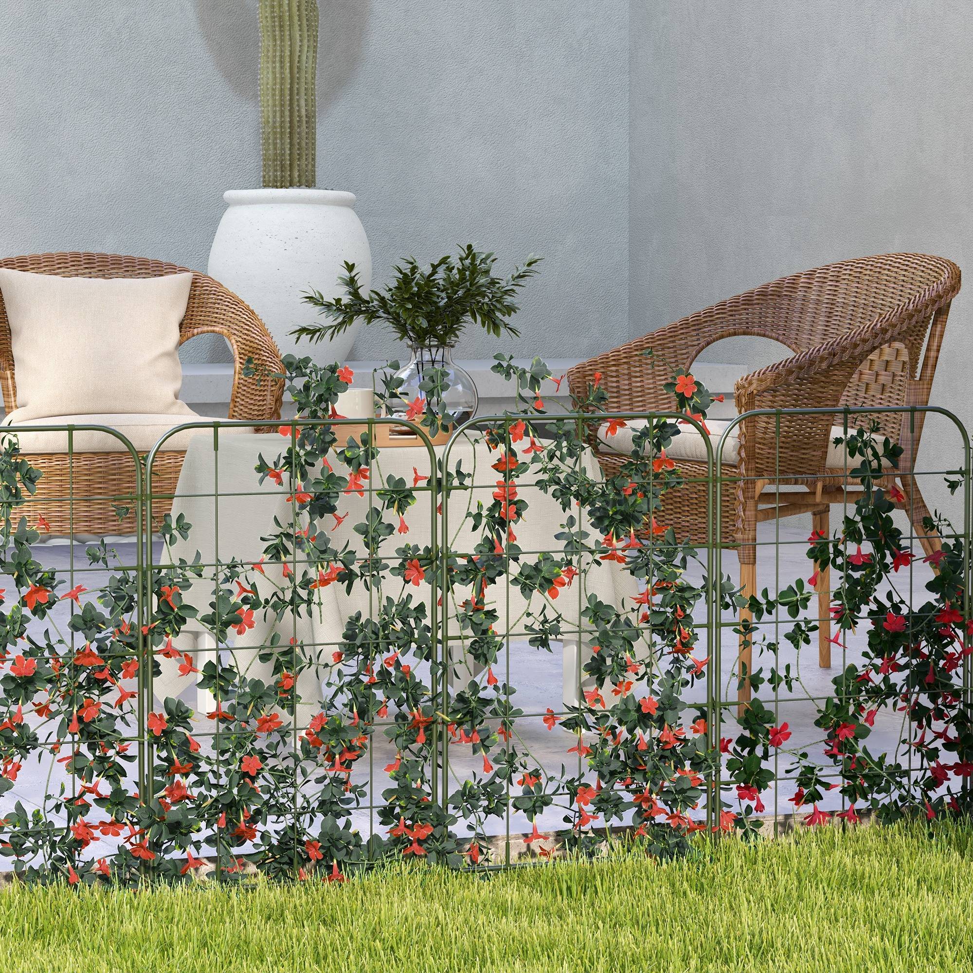 ComfortXL - Lot de 4 treillis acier plantes grimpantes pour jardin potager support 40x90cm vert - ComfortXL Outdoor Living - Image 9