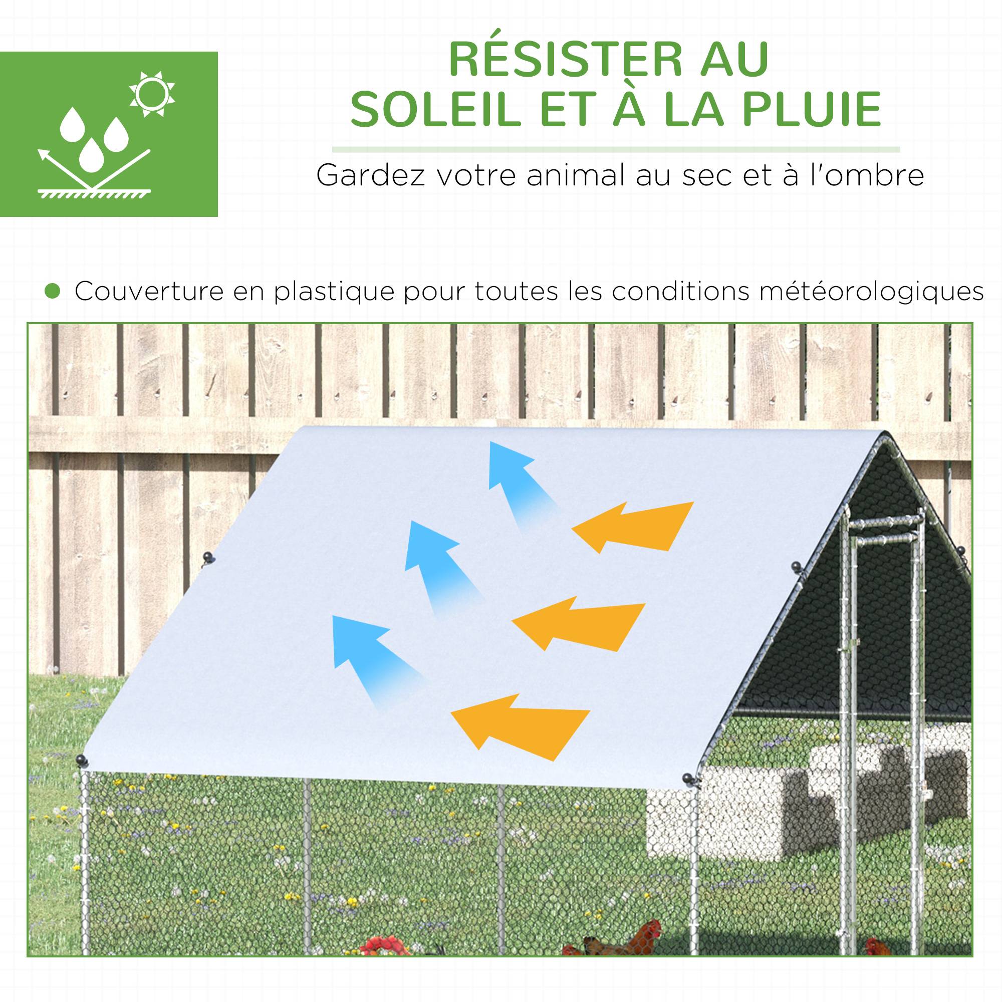 ComfortXL - Parc grillagé poules Acier galvanisé Jardin Abri couvert 3x2x2m Gris - ComfortXL Outdoor Living - Image 6