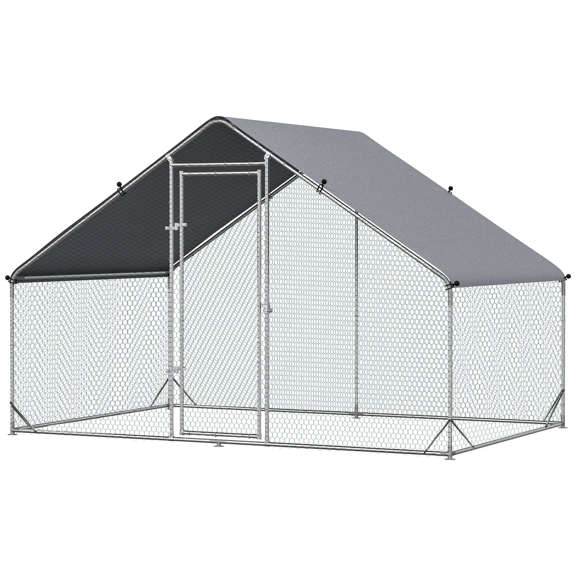 ComfortXL - Parc grillagé poules Acier galvanisé Jardin Abri couvert 3x2x2m Gris - ComfortXL Outdoor Living - Image 2