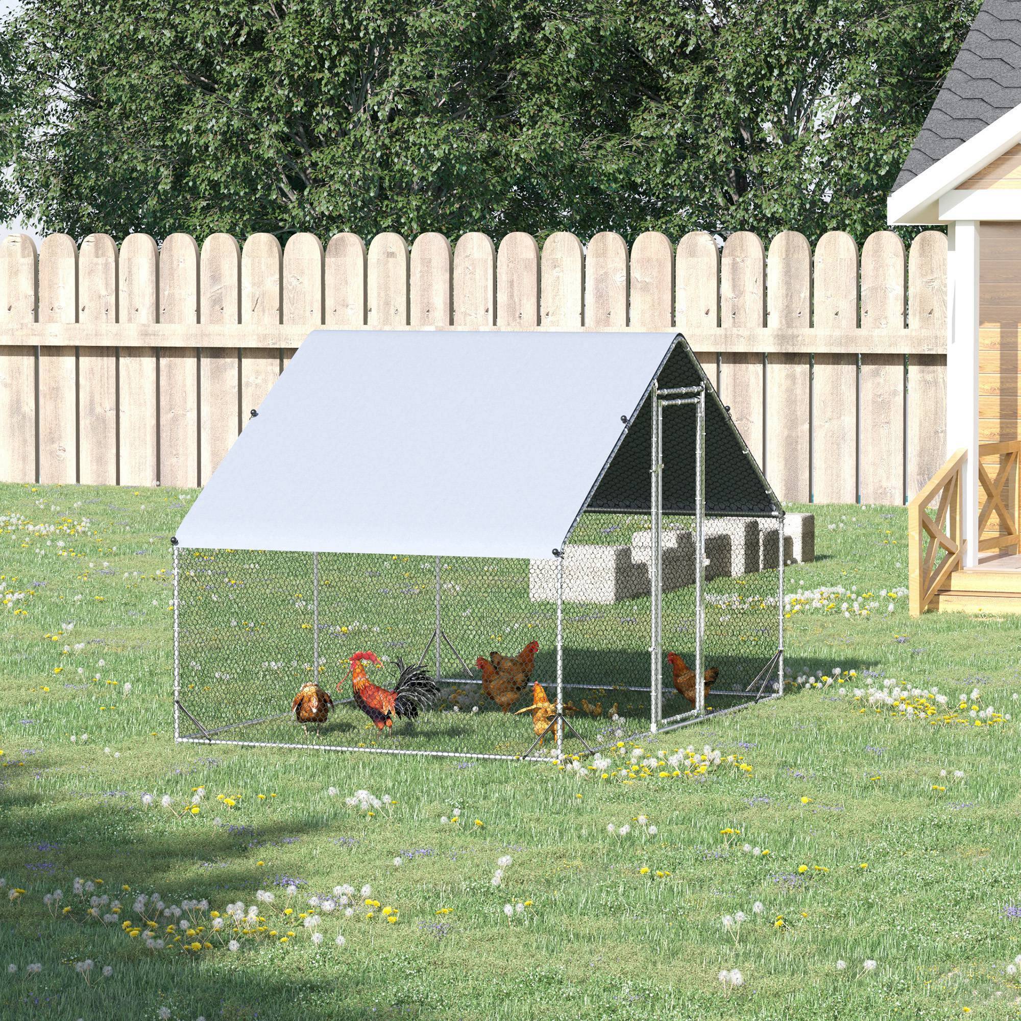 ComfortXL - Parc grillagé poules Acier galvanisé Jardin Abri couvert 3x2x2m Gris - ComfortXL Outdoor Living - Image 4