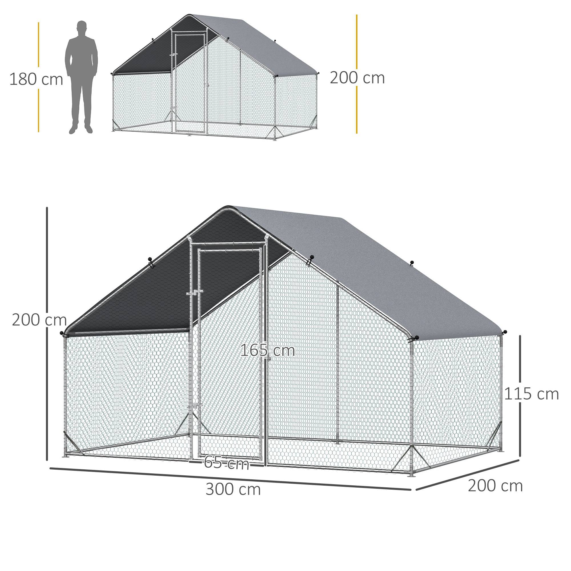 ComfortXL - Parc grillagé poules Acier galvanisé Jardin Abri couvert 3x2x2m Gris - ComfortXL Outdoor Living - Image 5