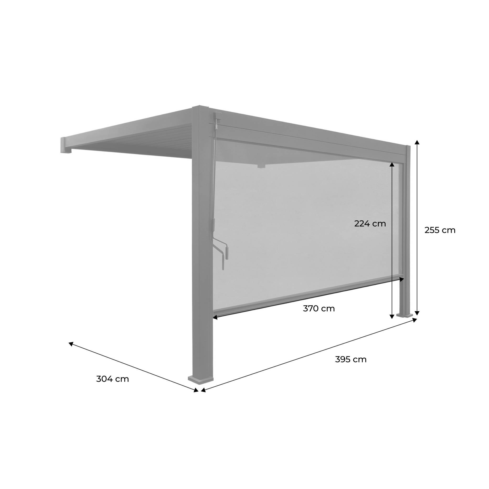 Pergola bioclimatique aluminium adossée 4x3m + 1 store 4m anthracite Triomphe  | sweeek - Image 4