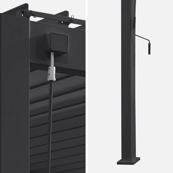 Pergola bioclimatique aluminium adossée 4x3m + 1 store 4m anthracite Triomphe | sweeek - Image 3