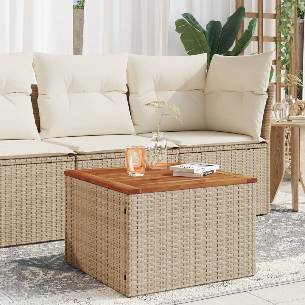 ComfortXL - Table Basse de Salon de Jardin Beige 55x55cm, Bi-Matière Résine Tressée et Bois d'Acacia – ComfortXL Outdoor Living - Image 1