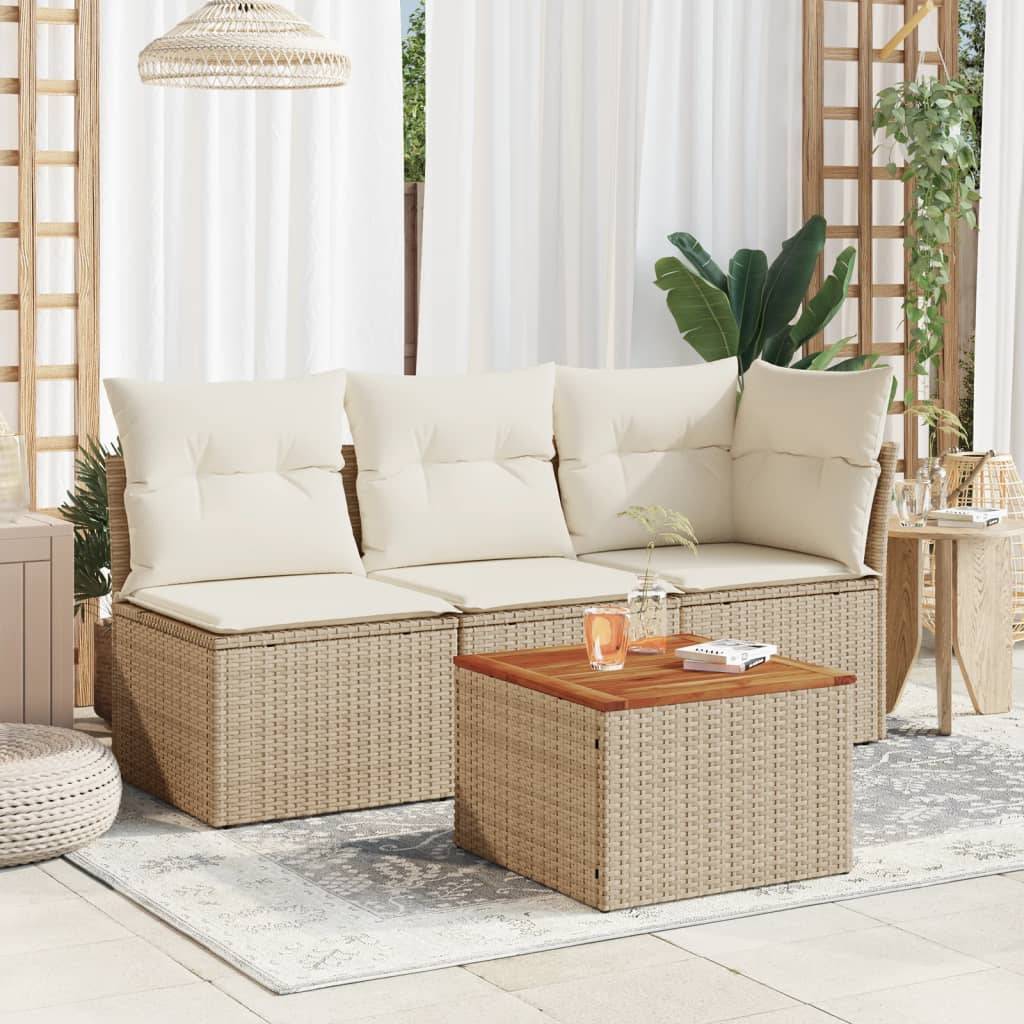 ComfortXL - Table Basse de Salon de Jardin Beige 55x55cm, Bi-Matière Résine Tressée et Bois d'Acacia – ComfortXL Outdoor Living - Image 3