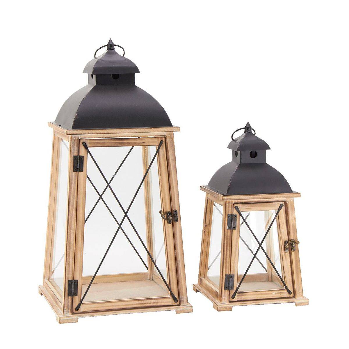 Aubry Gaspard - Lanternes en pin et métal (Lot de 2) - Imagen 1