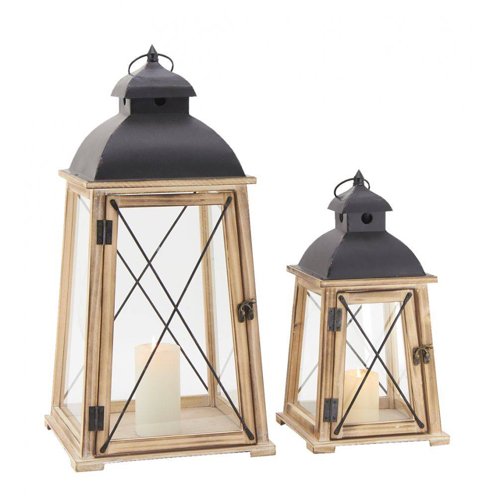 Aubry Gaspard - Lanternes en pin et métal (Lot de 2) - Imagen 2