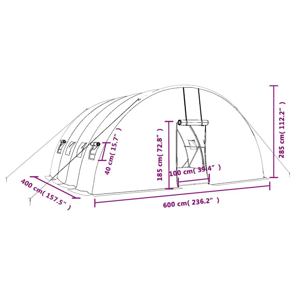 ComfortXL - Serre de Jardin Tunnel Acier Galvanisé PE Culture Plantes 24m² 6x4m Vert - ComfortXL Outdoor Living - Image 6