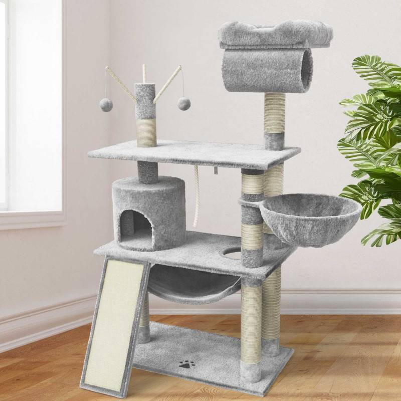 Arbre a chat griffoir Gris gris clair hauteur 140cm Emma - Image 4