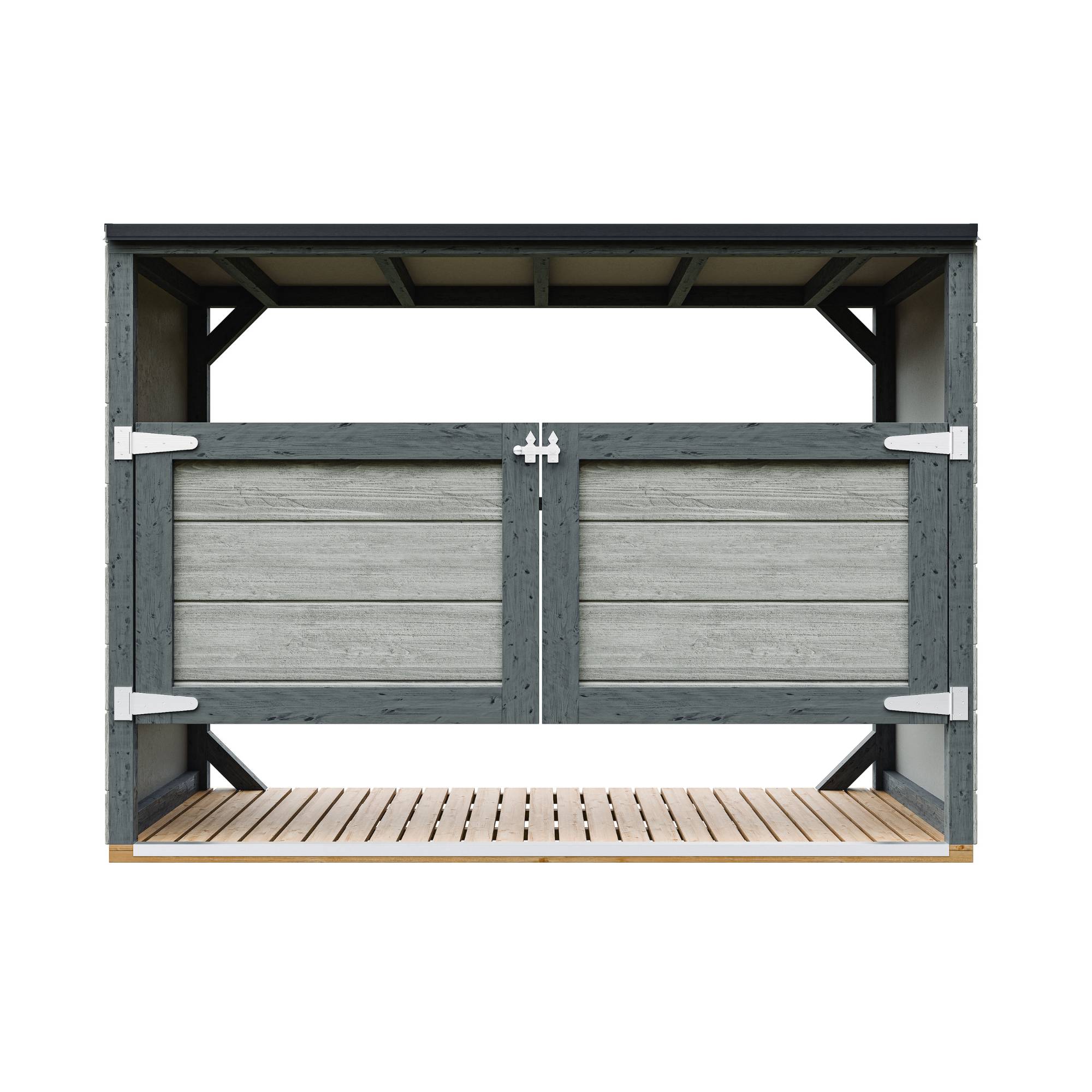 Timbela - Abri de jardin pour poubelles, Cache poubelle extérieur 1,62 m² / 3x240L - Timbela M982A-TUNDRA CAVERN - Image 1